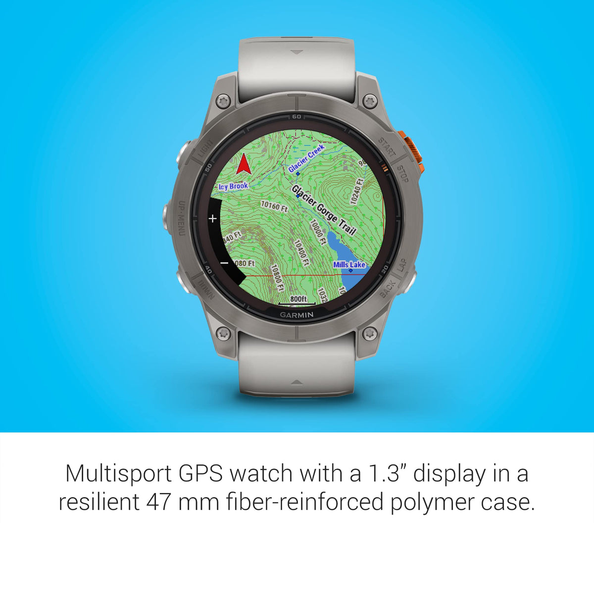 Garmin - fenix 7 Pro Sapphire Solar GPS Smartwatch 47 mm Fiber-reinforced polymer - Fog Gray/Ember Orange/Titanium - Image 4