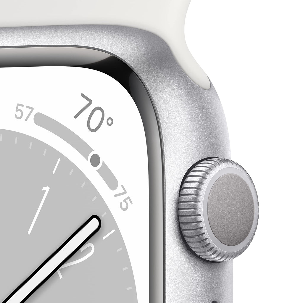 Apple Watch Series 8 (GPS) 41mm Aluminum Case w/ White Band - M/L Silver - MP6M3LL/A - Image 3