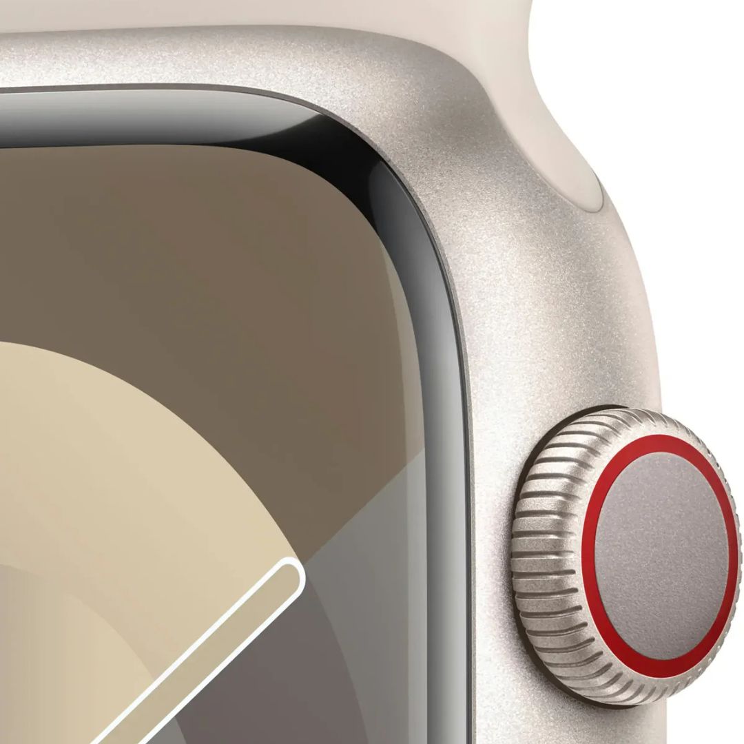 Apple Watch Series 9 (GPS+Cell) 45mm Aluminum Case - Starlight Sport Band (M/L) - Starlight - Image 3