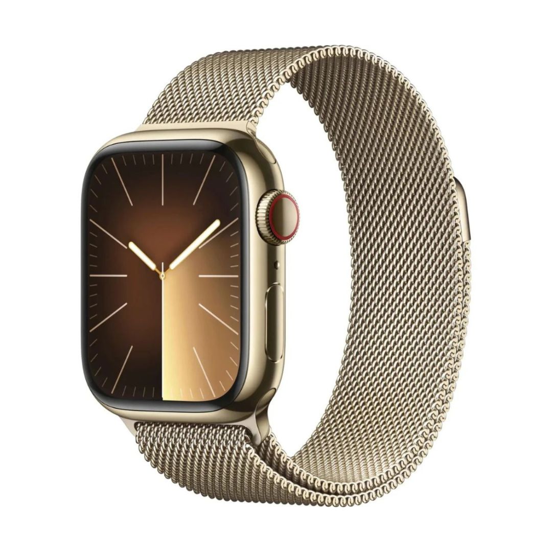 Apple Watch Series 9 (GPS+Cell) 41mm Case w/ Gold Milanese Loop - MRJ73LW/A