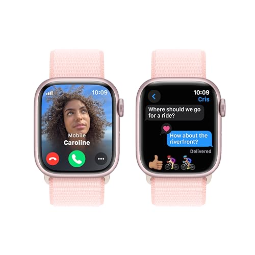 Apple Watch Series 9 GPS + Cellular 41mm Pink Aluminum Case with Light Pink Sport Loop - MRJ13LW/A - Image 4