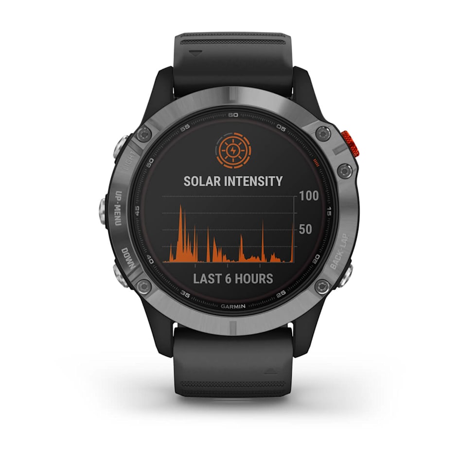 Garmin Fenix 6 Solar 47mm Smart Watch - Silver with Black Band - 010-02410-00 - Image 2