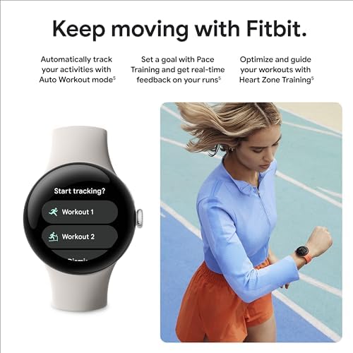 Google - Pixel Watch 2 Polished Silver Smartwatch w/ Bay Active Band LTE -GA05012-US - Image 8
