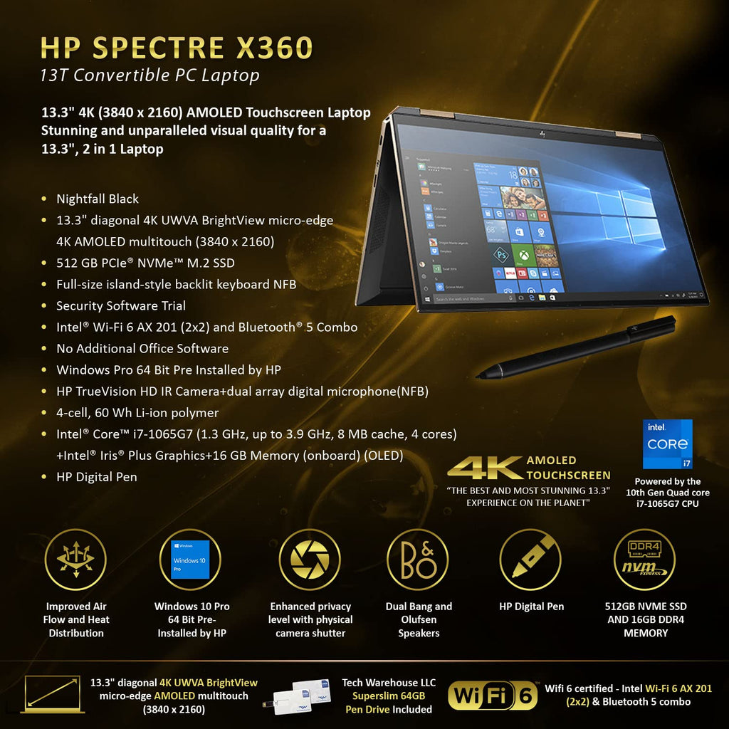 HP Spectre x360 - 2-in-1 UHD Touch - i7-1065G7 - 16GB RAM - 512GB SSD - Blue - Image 2