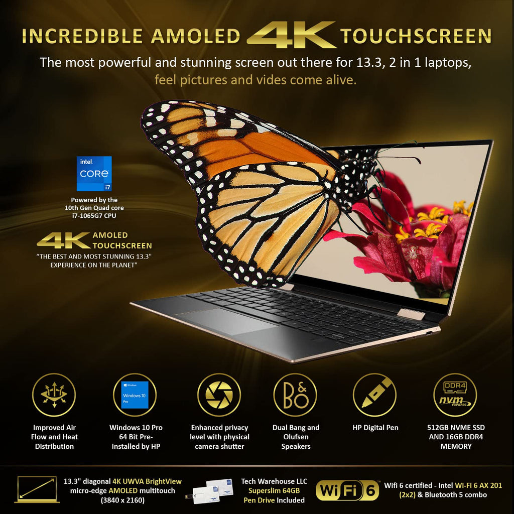 HP Spectre x360 - 2-in-1 UHD Touch - i7-1065G7 - 16GB RAM - 512GB SSD - Blue - Image 3