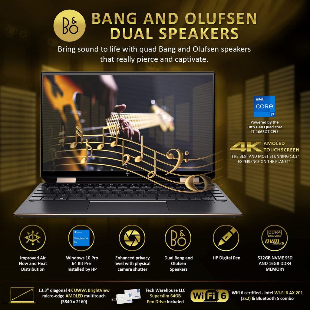 HP Spectre x360 - 2-in-1 UHD Touch - i7-1065G7 - 16GB RAM - 512GB SSD - Blue - Image 4