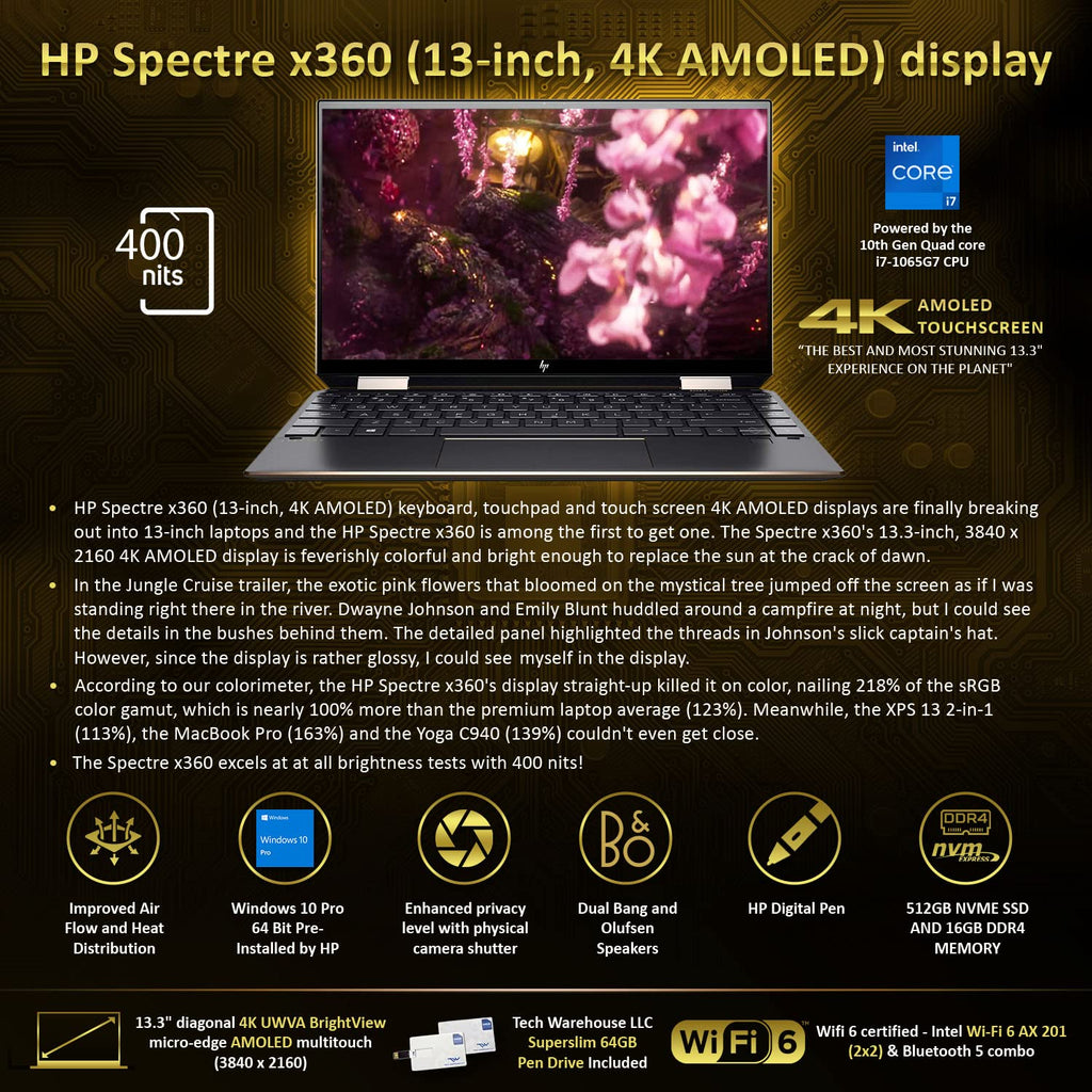 HP Spectre x360 - 2-in-1 UHD Touch - i7-1065G7 - 16GB RAM - 512GB SSD - Blue - Image 8