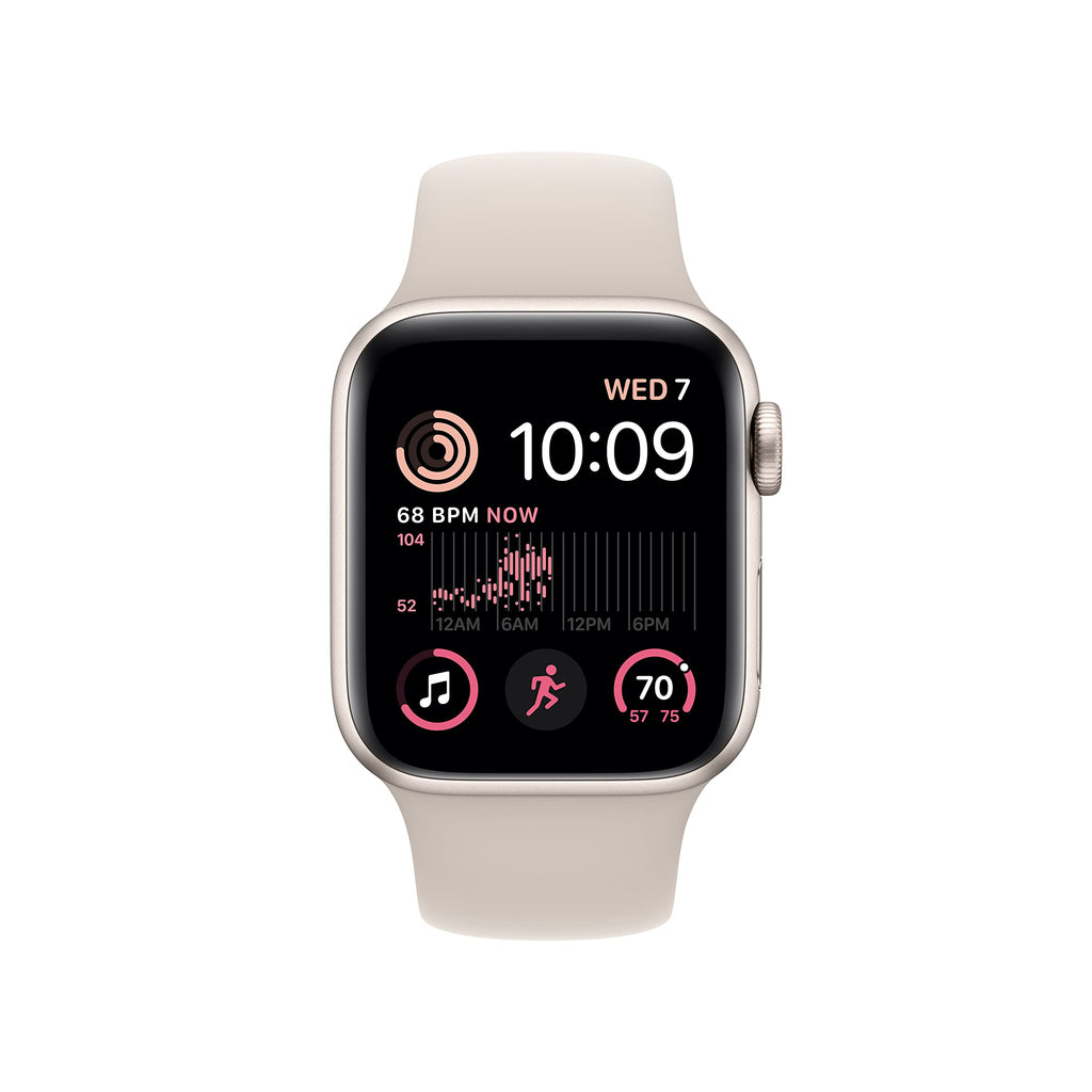 Apple Watch SE 2nd Generation (GPS) 40mm Aluminum Case with Starlight Sport Band - M/L - Starlight - Image 2