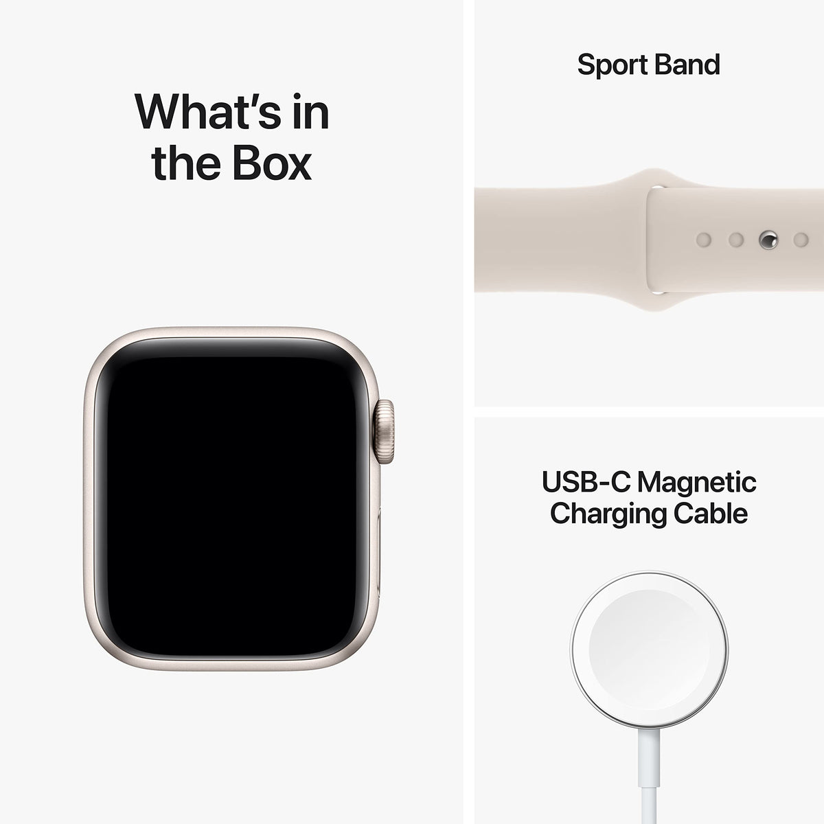 Apple Watch SE 2nd Generation (GPS) 40mm Aluminum Case with Starlight Sport Band - M/L - Starlight - Image 6