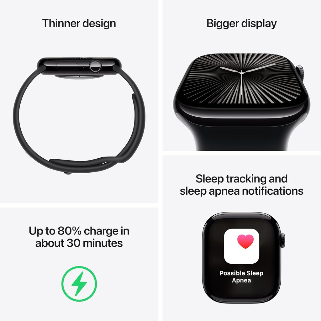 Apple Watch Series 10 (GPS+Cellular) 42mm Slate Titanium Case w/ Black Sport Band - S/M - Image 3