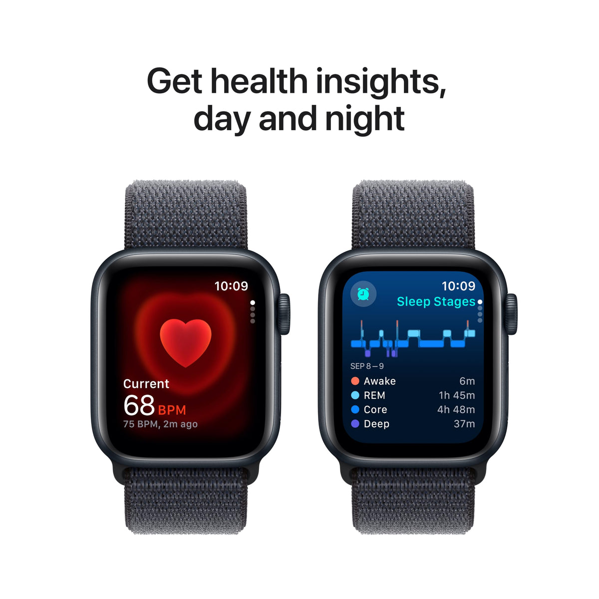 Apple Watch SE 2nd Gen (GPS) 40mm Aluminum Case with Ink Sport Loop - Midnight - (2024) - MXEA3LL/A - Image 5