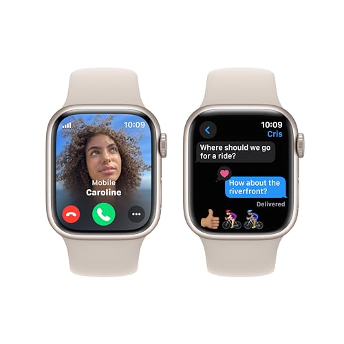 Apple Watch Series 9 (GPS+Cellular) 41mm Aluminum Case w/ Starlight Sport Band (S/M) - MRHN3LW/A - Image 4