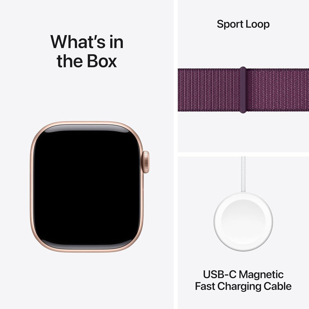 Apple Watch Series 10 (GPS+Cellular) 42mm Rose Gold Aluminum Case with Plum Sport Loop Band - MWXC3LW/A - Image 5