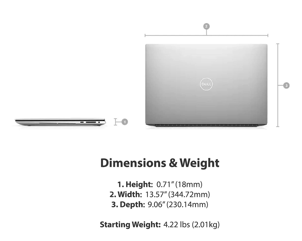 Dell XPS 9510 15.6" UHD+ Laptop - i7-11800H - 32GB RAM - RTX 3050 Ti - 1TB SSD - Platinum Silver - Image 4