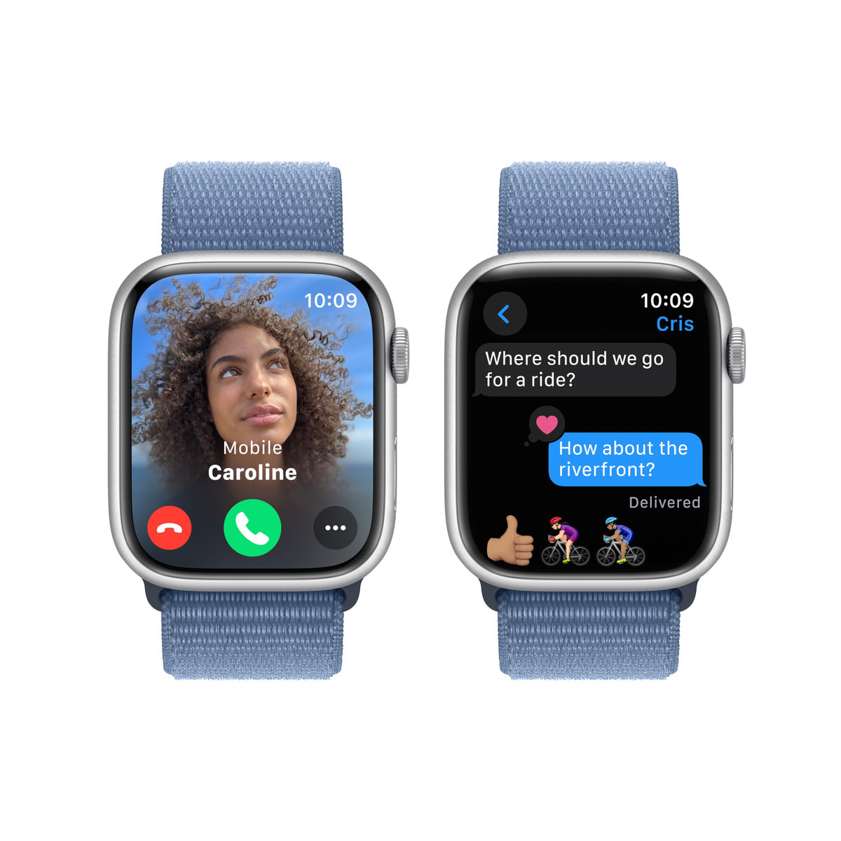 Apple Watch Series 9 (GPS) 45mm Silver Aluminum Case w/ Winter Blue Sport Loop - No Blood Oxygen - Image 4