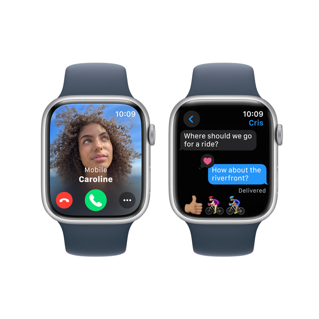 Apple Watch Series 9 GPS 45mm Silver Aluminum Case w/ Storm Blue Sport Band (S/M) - MR9D3LW/A - Image 4
