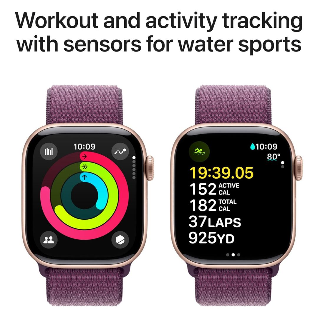 Apple Watch Series 10 (GPS+Cellular) 42mm Rose Gold Aluminum Case with Plum Sport Loop Band - MWXC3LW/A - Image 3