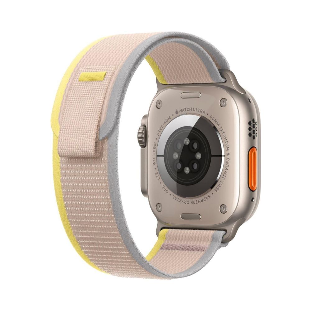 Apple Watch Ultra (GPS + Cellular) 49mm Titanium Case with Yellow/Beige Trail Loop - S/M - MNHD3LL/A - Image 3