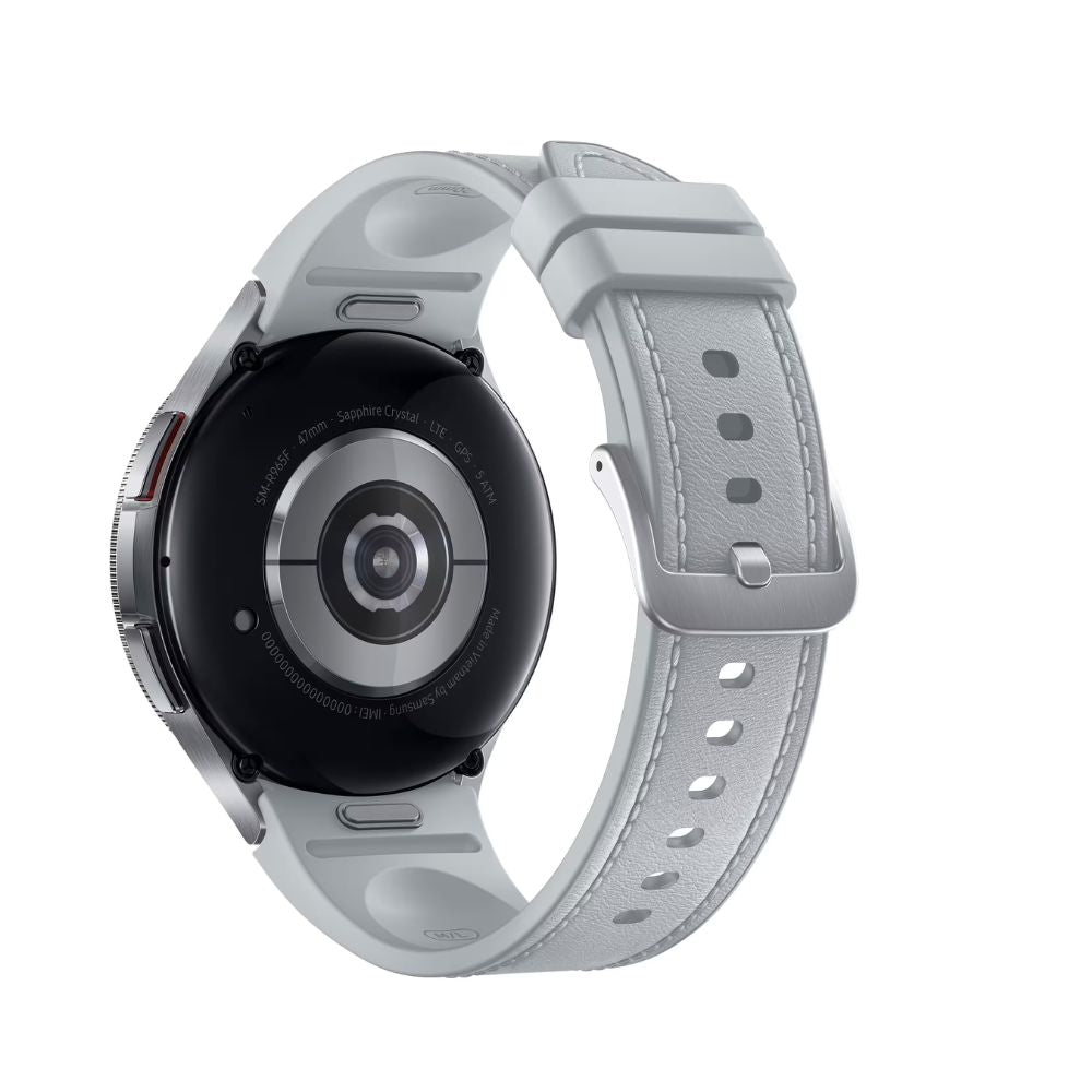 Samsung Galaxy Watch 6 Classic 47mm LTE - Silver Stainless Steel w/Silver Leather Band - SM-R965UZSAXAA - Image 3