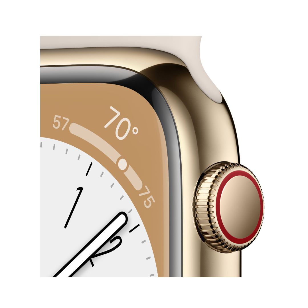 Apple Watch Series 8 GPS + Cellular 45mm Gold Stainless Steel Case with Starlight Sport Band - M/L - MNW03LL/A - Image 3