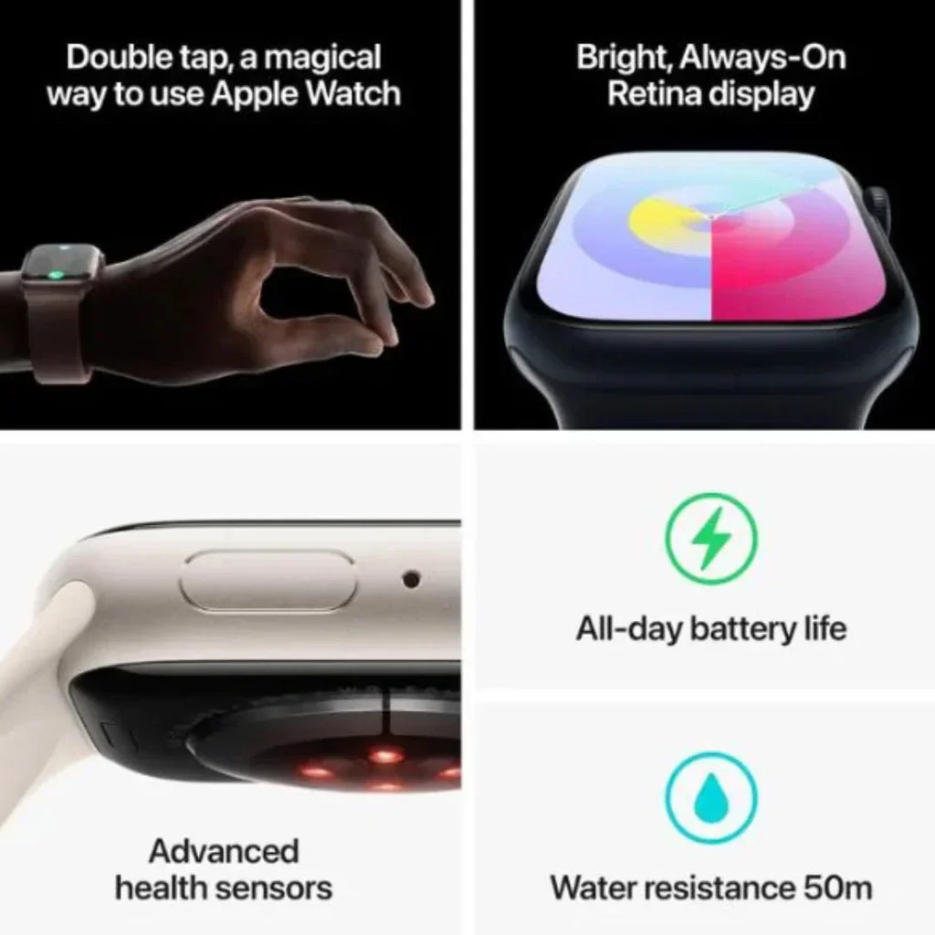 Apple Watch Series 9 GPS 41mm Aluminum Case with Storm Blue Sport Band (Small/Medium) - Silver - MR903LW/A - Image 4