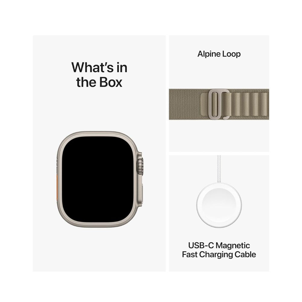Apple Watch Ultra 2 GP + Cellular 49mm Titanium Case with Olive Alpine Loop Band - (M) - MREY3LW/A - Image 4