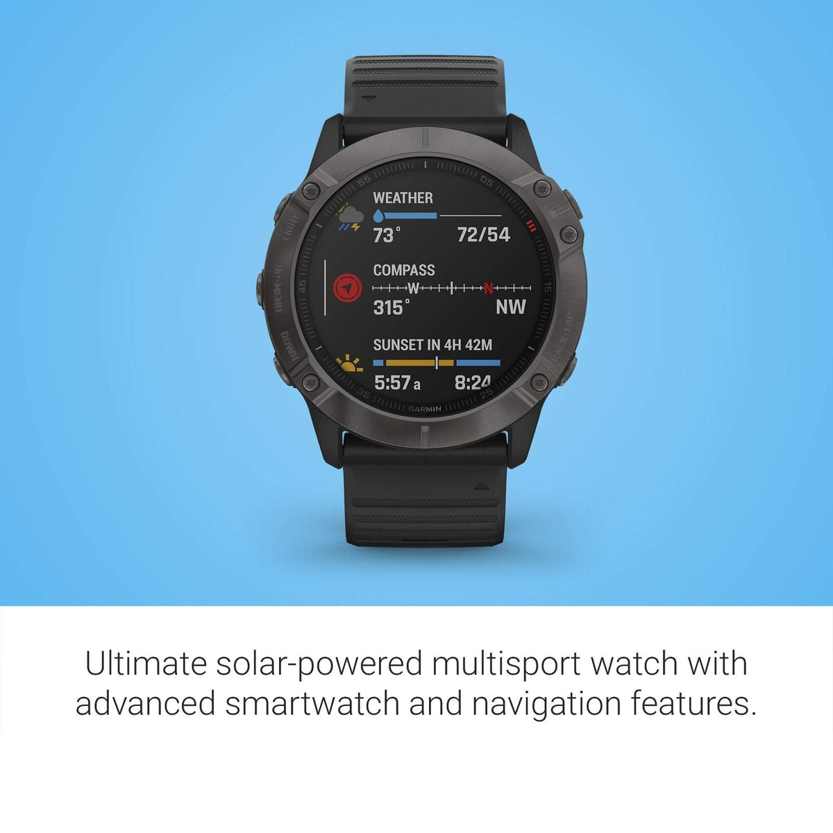 Garmin fenix 6X Pro Solar Titanium Carbon Gray DLC w/ Black Band - 010-02157-20 - Image 3