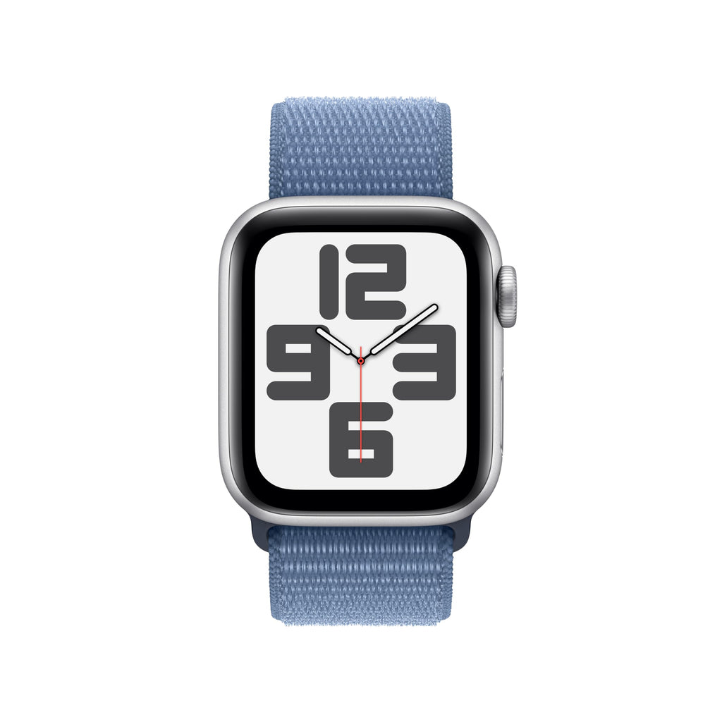 Apple Watch SE 2nd Generation (GPS + Cellular) 40mm Silver Aluminum Case with Winter Blue Sport Loop - MRGP3LL/A - Image 2