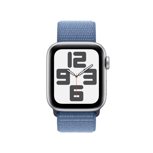 Apple Watch SE 2nd Generation (GPS + Cellular) 40mm Silver Aluminum Case with Winter Blue Sport Loop - MRGP3LL/A - Image 2
