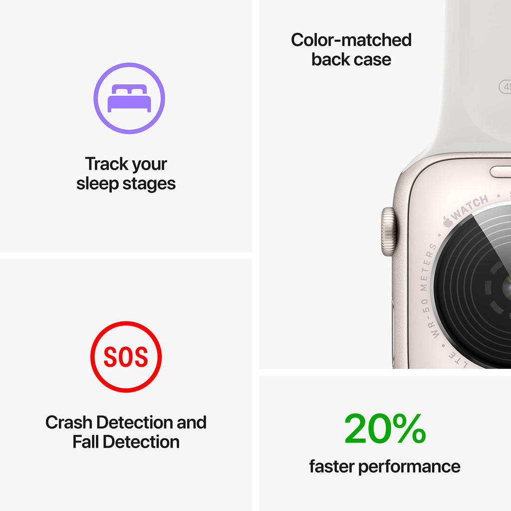 Apple Watch SE 2nd Generation (GPS + Cellular) 44mm Starlight Aluminum Case with Starlight Sport Band - S/M - Image 5