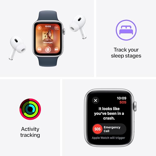 Apple Watch SE 2nd Gen GPS 44mm Silver Aluminum Case Blue Sport Loop - MREF3LL/A - Image 5