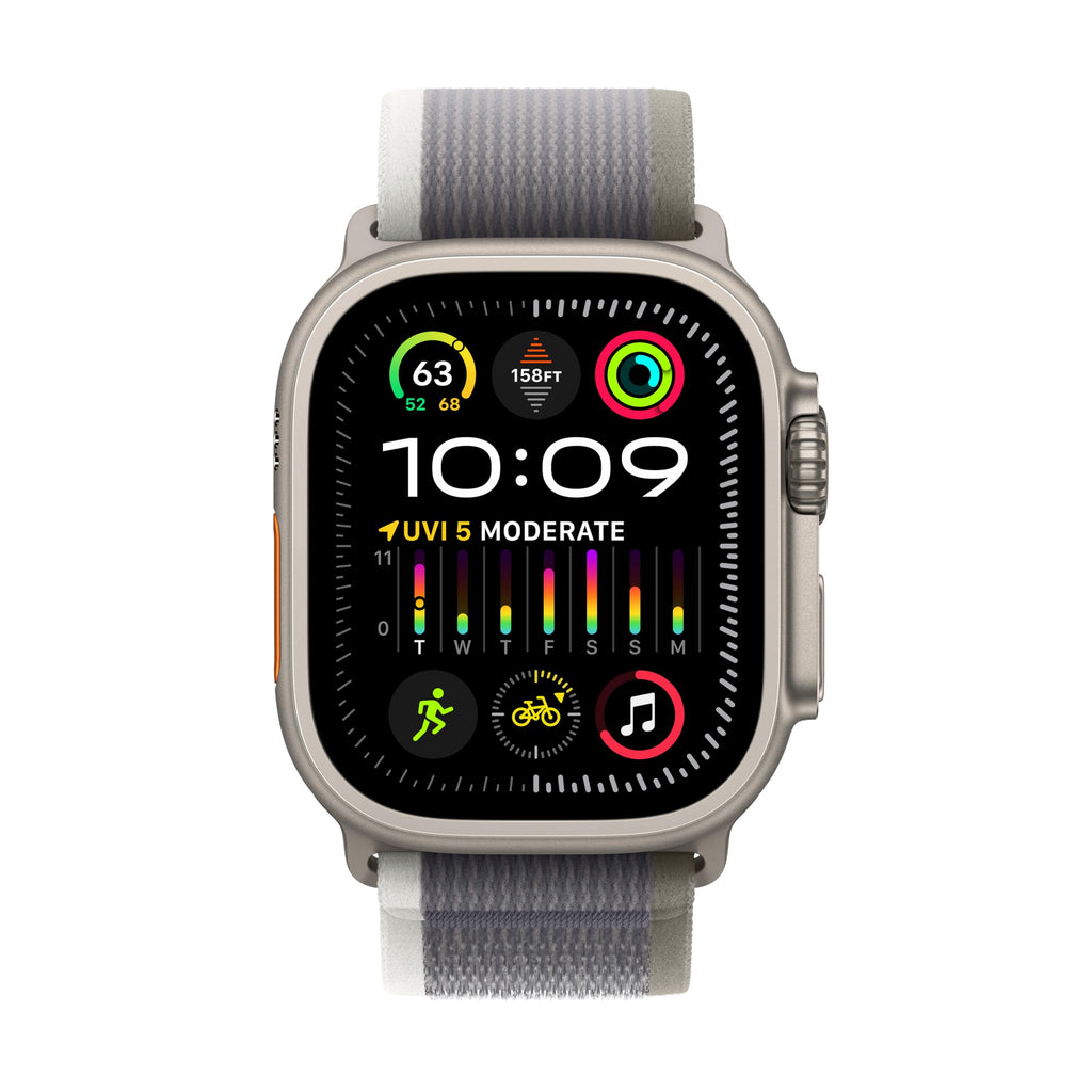 Apple Watch Ultra 2 GPS + Cell 49mm Titanium Case w/ Green/Gray Trail Loop (M/L) - MRF43LW/A - Image 2