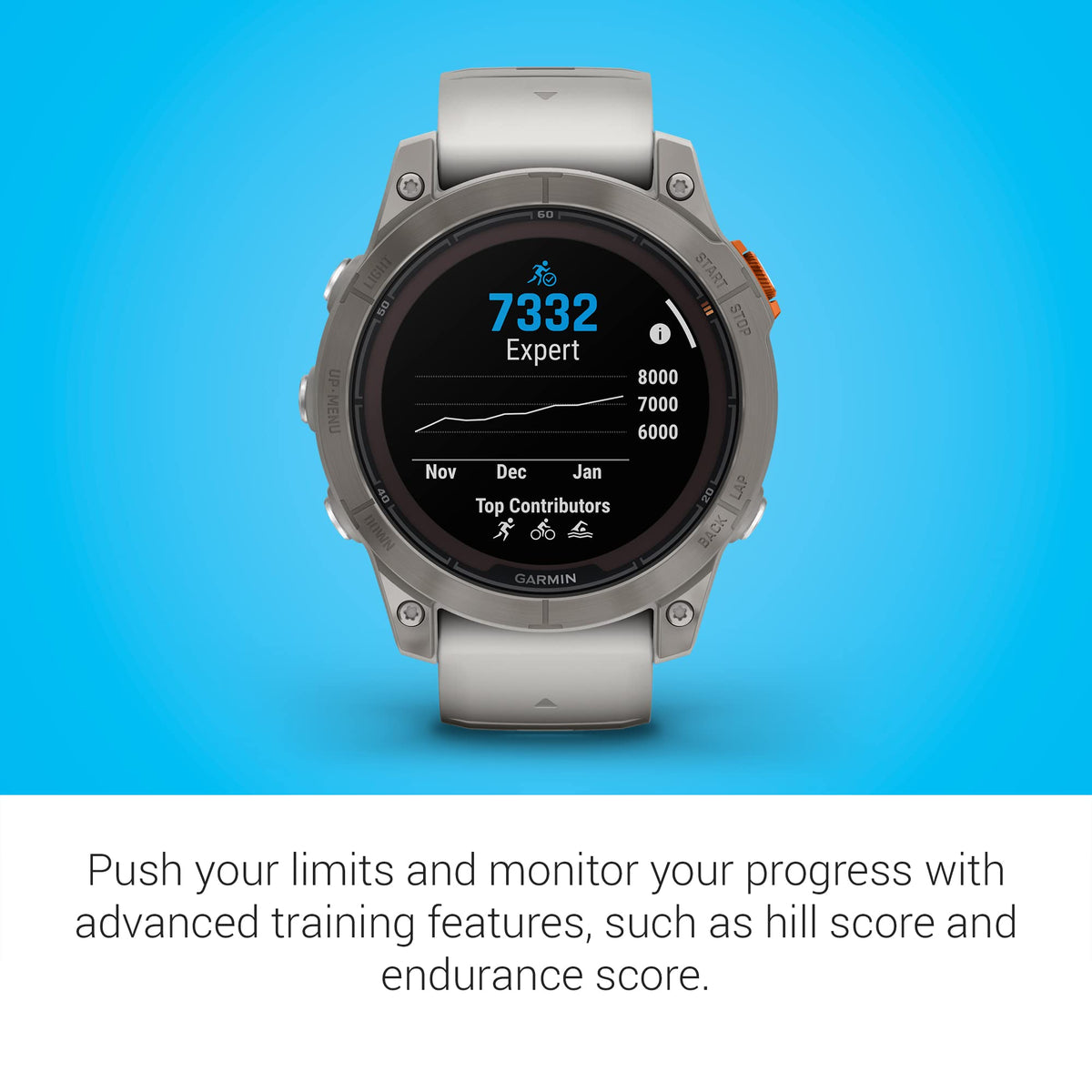 Garmin - fenix 7 Pro Sapphire Solar GPS Smartwatch 47 mm Fiber-reinforced polymer - Fog Gray/Ember Orange/Titanium - Image 6