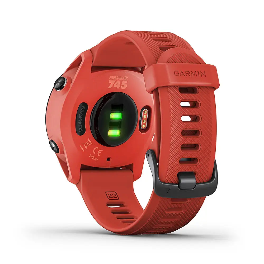 Garmin Forerunner 745 GPS Watch 30mm - Fiber Magma Red w/ Red Silicone Band - 010-02445-02 - Image 4