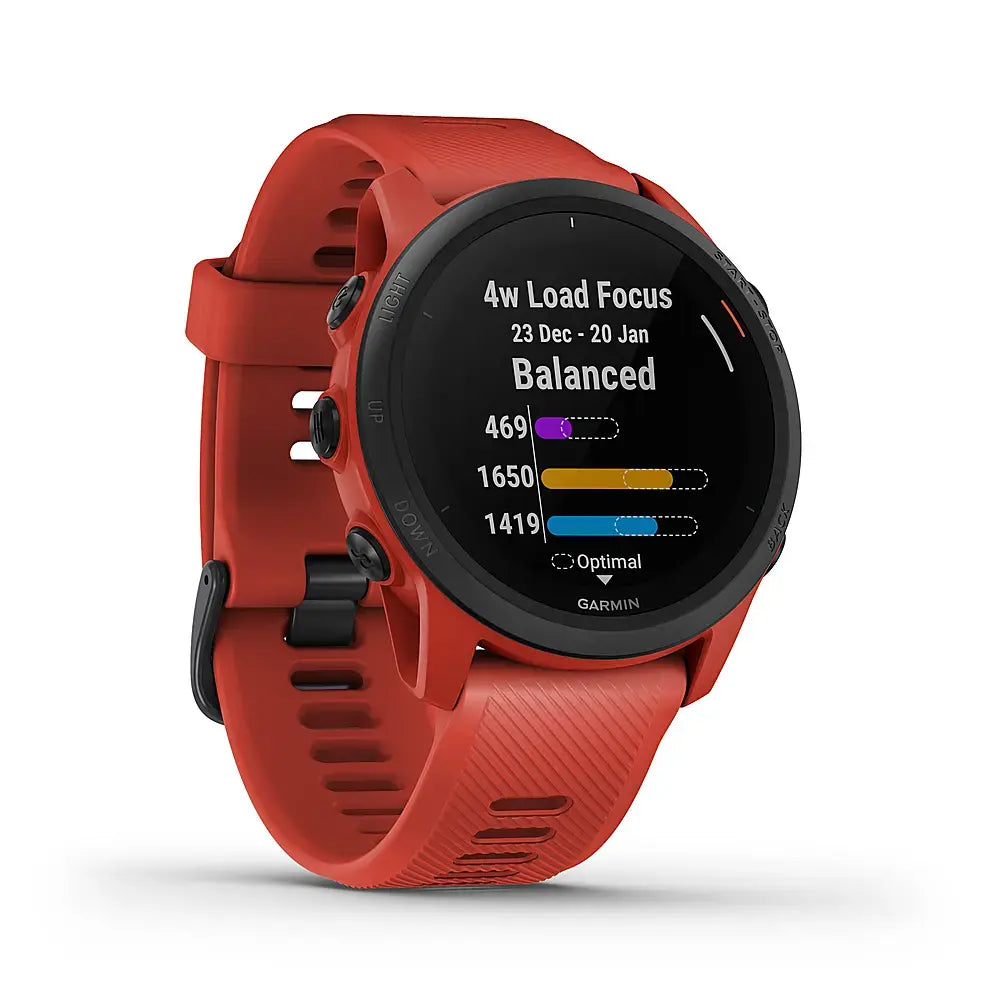 Garmin Forerunner 745 GPS Watch 30mm - Fiber Magma Red w/ Red Silicone Band - 010-02445-02 - Image 2
