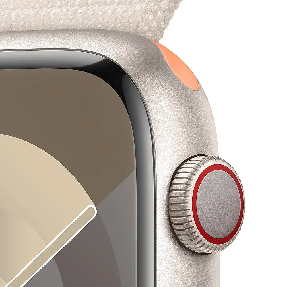 Apple Watch Series 9 (GPS + Cellular) 45mm Aluminum Case w/ Starlight Sport Loop - Adj - Starlight - Image 3