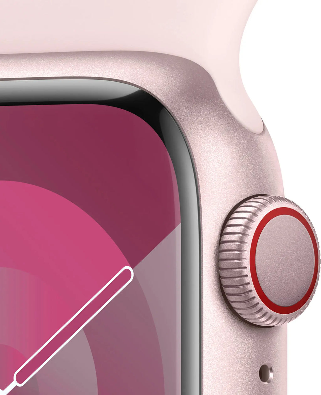 Apple Watch Series 9 (GPS+Cell) 41mm Pink Aluminum Case w/ Light Pink Sport Band - S/M - Image 3