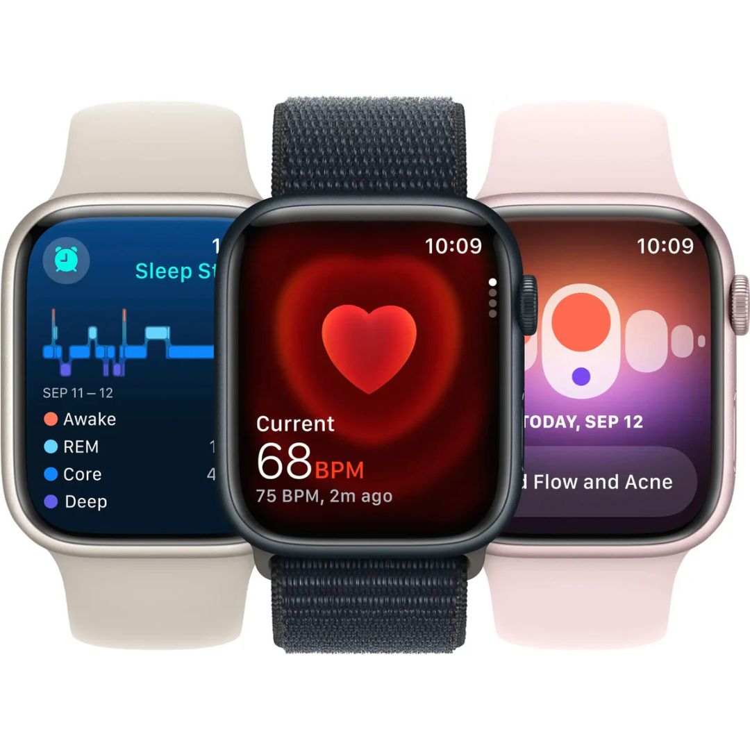 Apple Watch Series 9 (GPS+Cell) 45mm Aluminum Case - Starlight Sport Band (M/L) - Starlight - Image 6