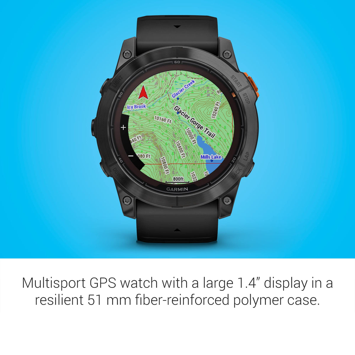 Garmin - fenix 7X Pro Solar GPS Smartwatch 51 mm Fiber-reinforced polymer - Slate Gray with Black Band - Image 5