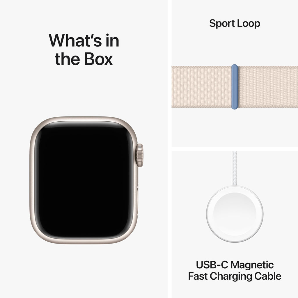 Apple Watch Series 9 GPS 41mm Aluminum Case with Starlight Sport Loop - MR8V3LW/A - Image 6
