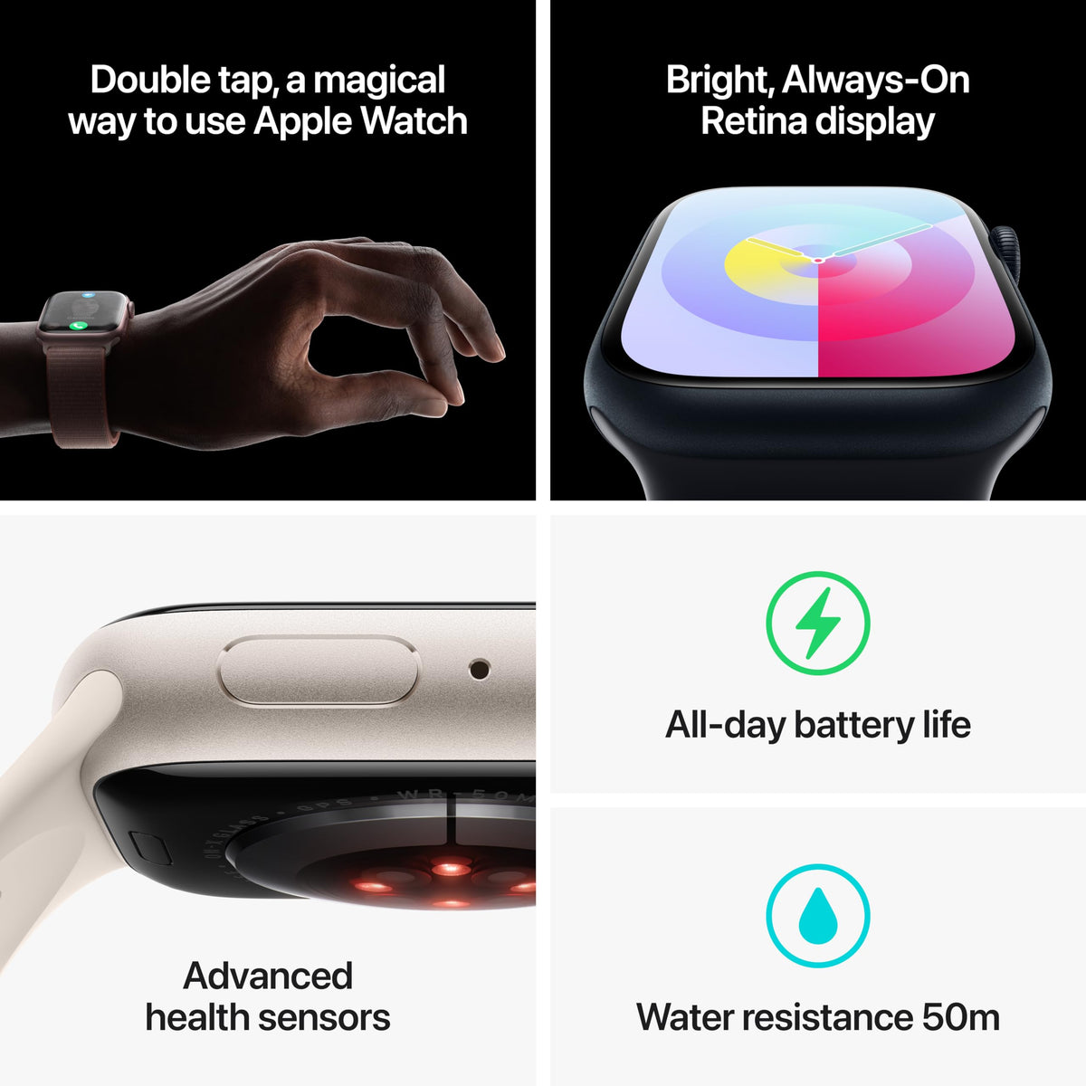Apple Watch Series 9 GPS 45mm Midnight Aluminum Case with Midnight Sport Band - S/M - MR993LW/A - Image 5