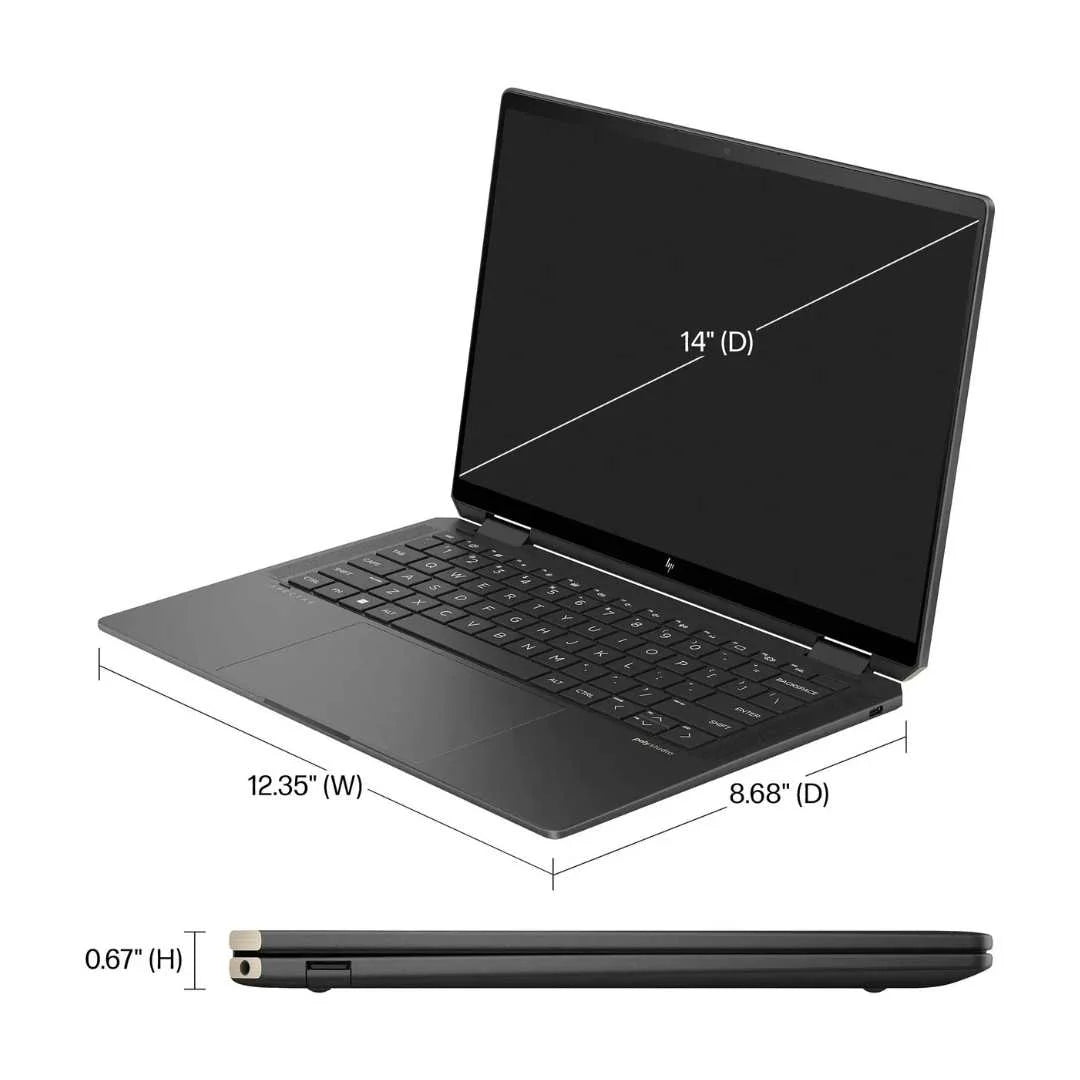 HP Spectre 2-in-1 14" 2.8K OLED Touch-Screen Laptop - Intel Core Ultra 7 155H - 16GB RAM - 1TB SSD - Nightfall - Image 9