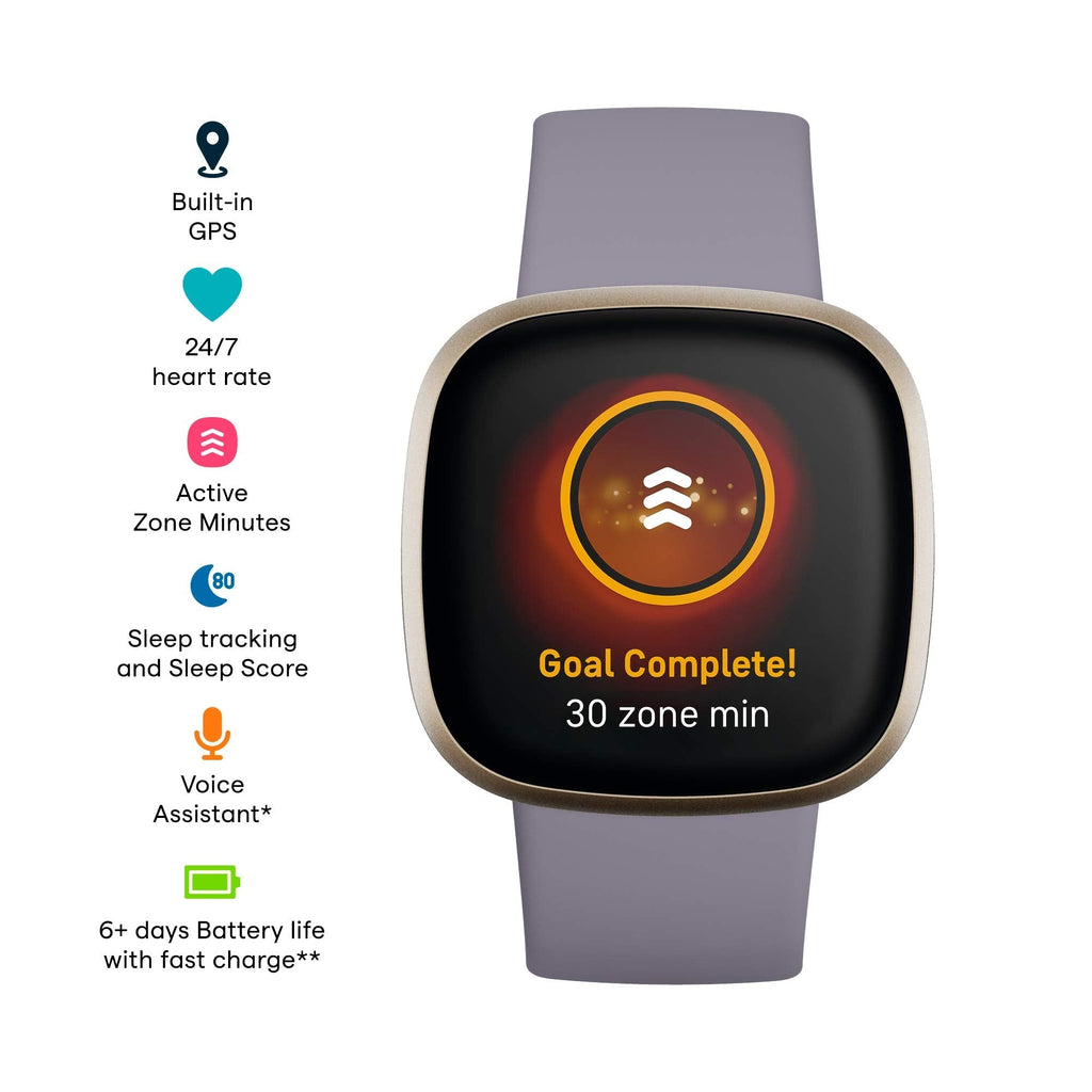 Fitbit - Versa 3 Fitness Smartwatch - Thistle/Gold - FB511GLGY - Image 2