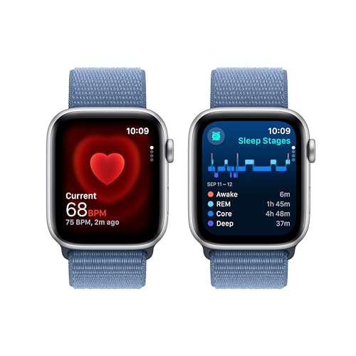 Apple Watch SE 2nd Gen GPS 44mm Silver Aluminum Case Blue Sport Loop - MREF3LL/A - Image 4