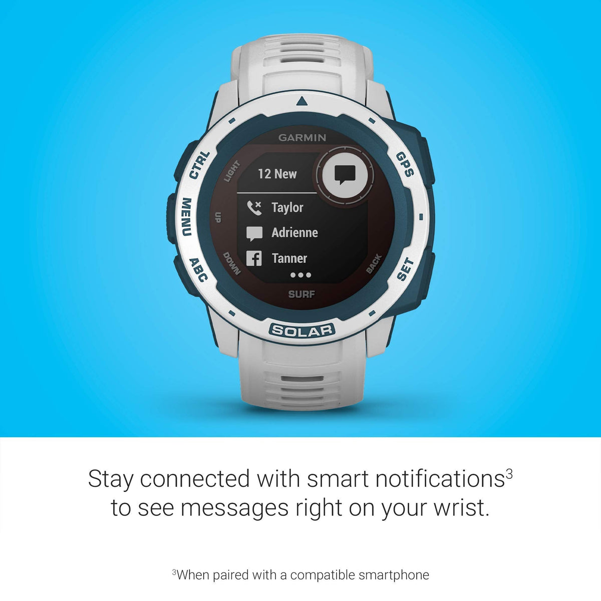 Garmin Instinct Solar Surf Edition GPS Smartwatch (Cloudbreak) - 010-02293-18 - Image 5