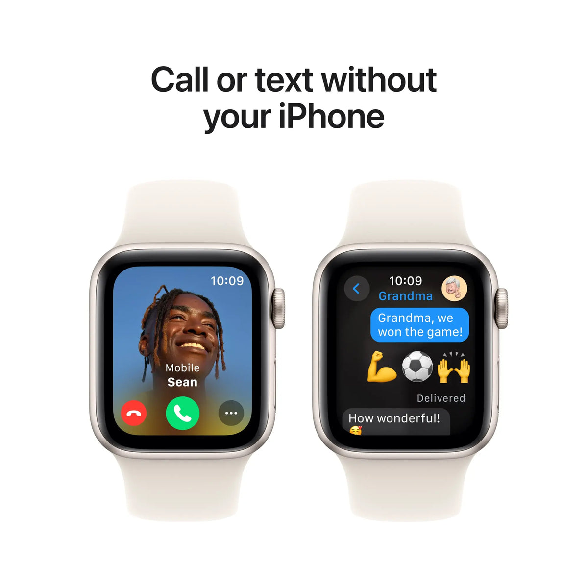 Apple Watch SE 2nd Generation (GPS) 40mm Aluminum Case with Starlight Sport Band - S/M - Starlight - Image 3