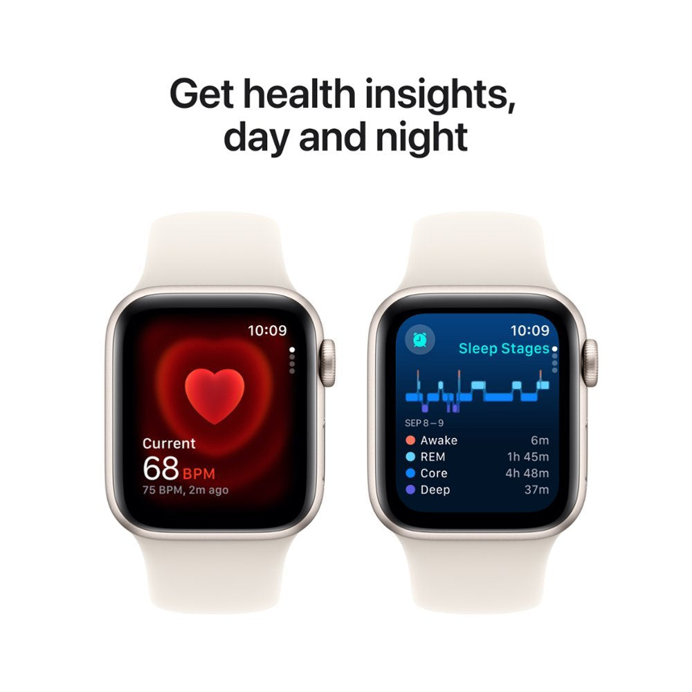 Apple Watch SE 2nd Generation (GPS) 40mm Aluminum Case with Starlight Sport Band - S/M - Starlight - Image 4
