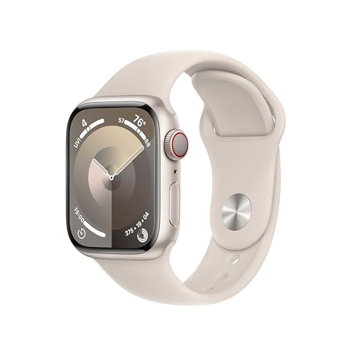 Apple Watch Series 9 (GPS + Cellular) 41mm Starlight Aluminum Case with Starlight Sport Band - M/L - MRHP3LW/A