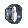 Apple Watch Series 9 (GPS + Cellular) 41mm Silver Aluminum Case w/ Storm Blue Sport band - S/M - MRHV3LW/A