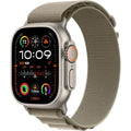 Apple Watch Ultra 2 (GPS + Cellular) 49mm Titanium Case w/ Olive Alpine Loop (Large) - MRF03LW/A